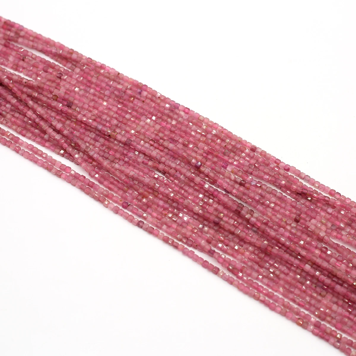 

Natural Semi Precious Stone Pink Tourmaline Square Faceted Through-hole Bead Jewelry Making DIY Necklace Bracelet Accessory Gift