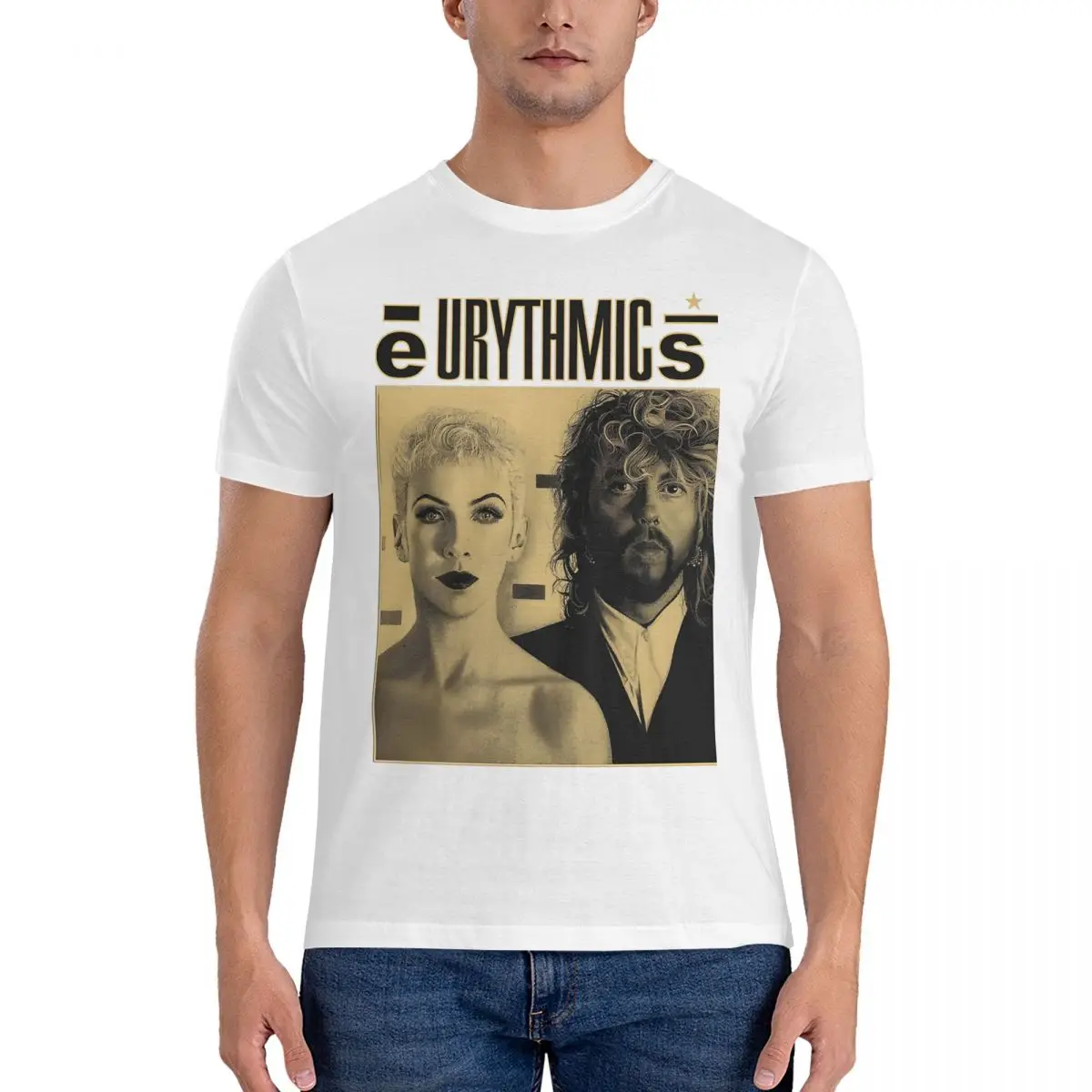 Men Pop Star T Shirts E-Eurythmics Pure Cotton Clothing Unique Short Sleeve O Neck Tee Shirt 6XL T-Shirt