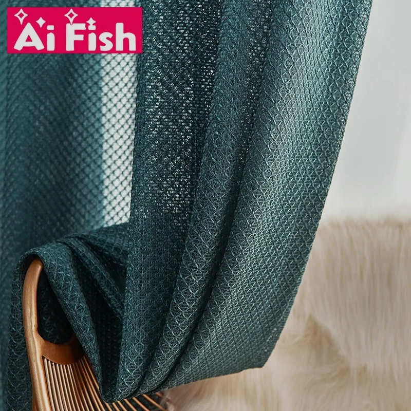 

White Geometry Tulle Window Curtains For Living Room Green Rhombus Bedroom Thicker Sheer Voile Window Treatments Drapes Blind