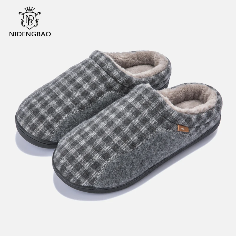 Big Size 49 50 Men Slippers Winter Suede Slippers Warm Indoor Slipper Home NEW House Shoes Men Warm Velvet Fur Knitting Shoes