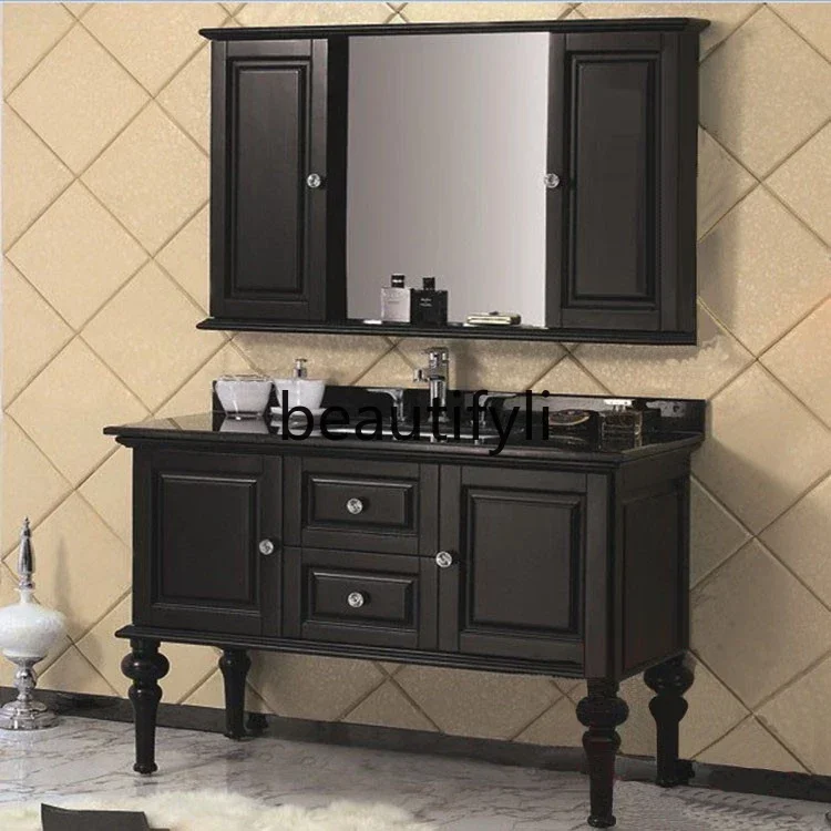 FG26French solid wood bathroom bathroom cabinet toilet washstand floor type light luxury hand washbasin cabinet