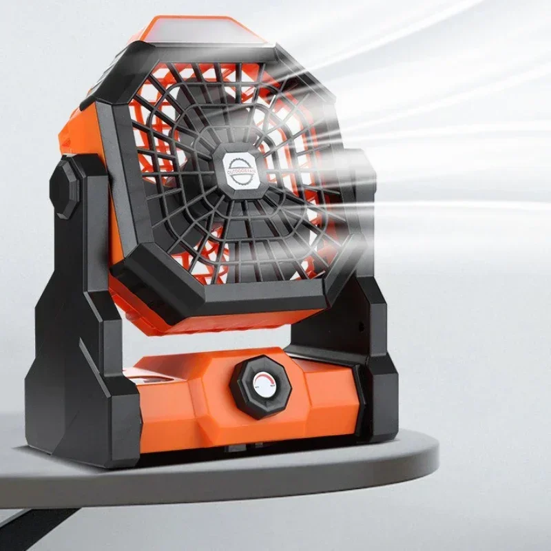 JUSTINLAU Portable USB Rechargeable Fan Adjustable Speed 7800mAh Outdoor Camping Fan with Led Lights for Tent Fishing Picnic Fan