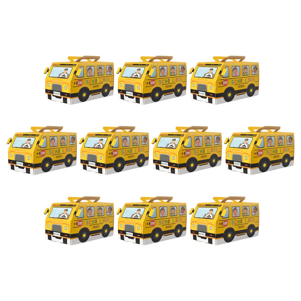 

10Pcs Back to School Candy Containers School Yellow Bus Shape Party Favor Boxes Classroom Party Decorations First Day