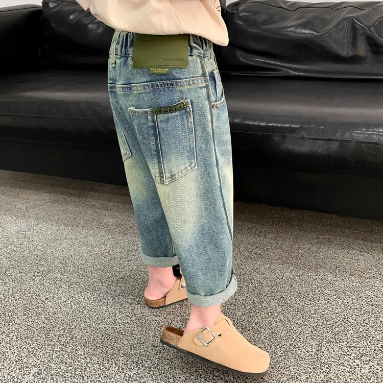 Girls' Jeans Spring and Autumn 2024 Korean New Autumn Baby Pants Western Style Children's Clothing Spring Pants