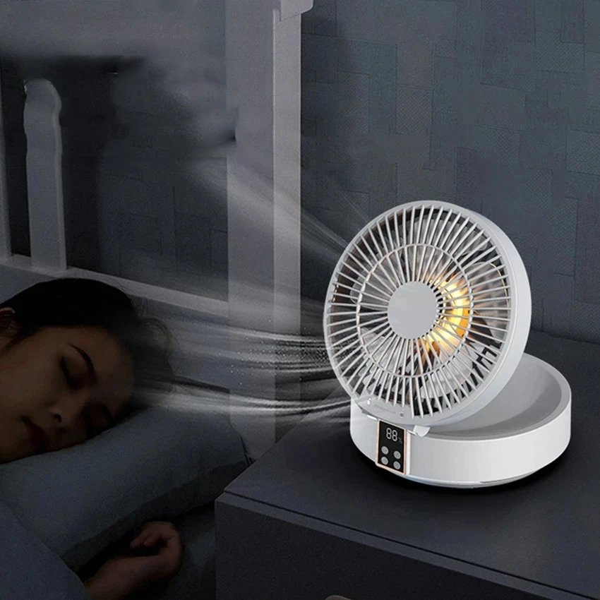 New Portable Air Cooler Desktop Cooling Fan Wireless Wall Mounted LED Light Folding Electric Ventilator Air Conditioner Table