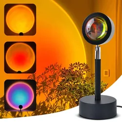 Sunset Ambient Light USB Desktop Table Lamp Tuya Bluetooth APP Remote Control RGB Floor Rainbow Projection Background Night Lamp