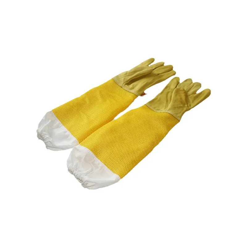 

Bee anti-bee gloves anti-bee sting beekeeping gloves sheepskin yellow leather long net canvas bottom sleeve wasp protective
