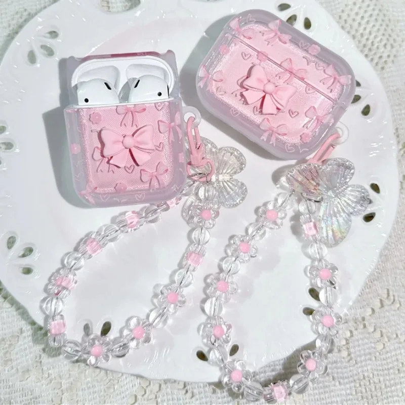 ل أبل AirPods 4 2 1 Pro2 الفاخرة القوس تصميم سماعة لاسلكية تعمل بالبلوتوث حقيبة سماعة الاذن واقية مع حزام قلادة ل AirPods 3 حالة