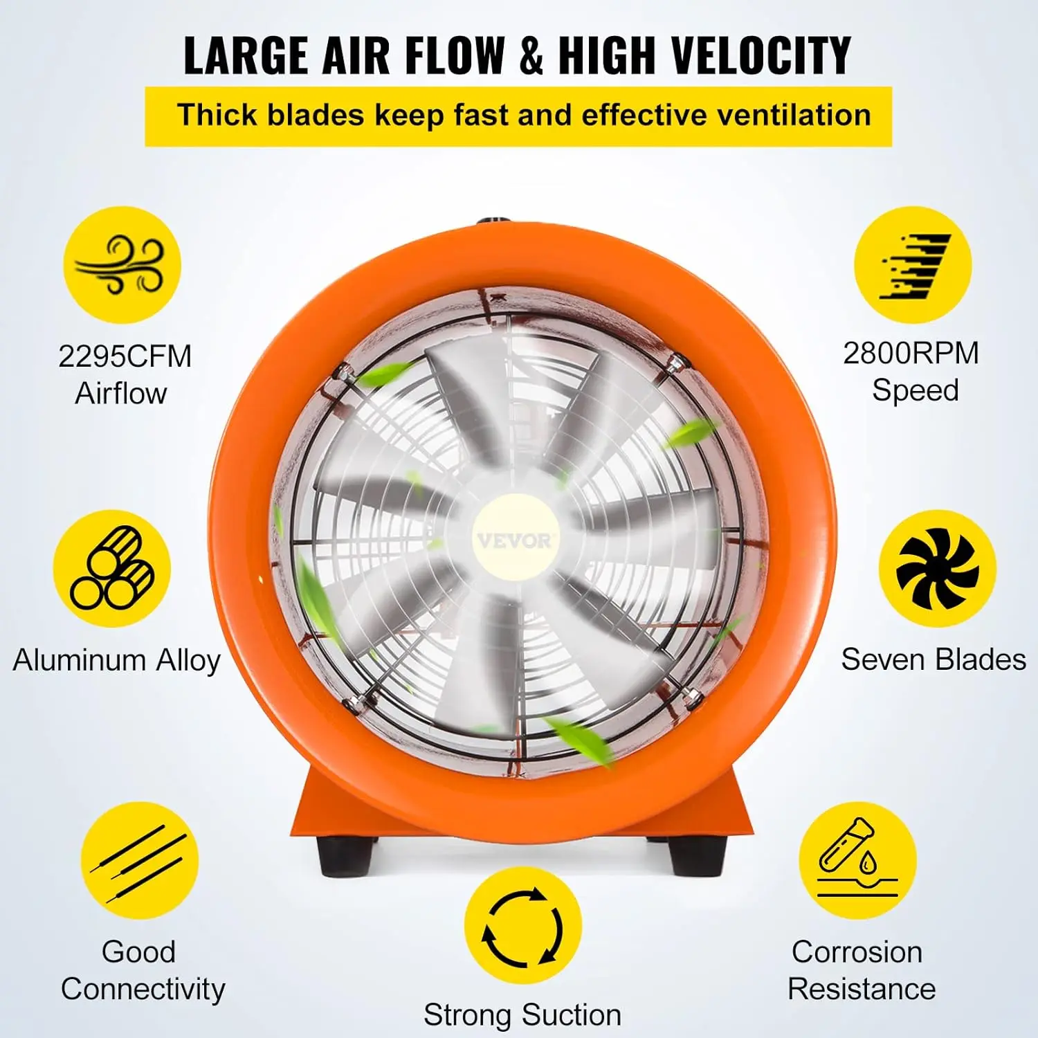 高速ユーティリティブロワーファン、12インチ、520w、2295 cfm、32.8フィートのベンチレーター、10 mダクトホース、ポータブル換気ファン、ヒュームファン