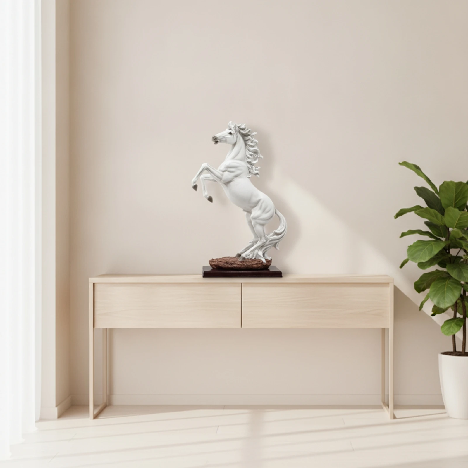 Rearing Horse Sculpture Tabletop Rearing Horse Statue Decorative Piece Sculpted Decor Textured for Display Cabinet