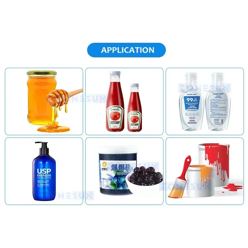 ZONESUN Cairan Pasta Tebal dengan Mesin Pengisi Partikel Pompa Sekrup Kemasan Saus Kecap ZS-TSP5A