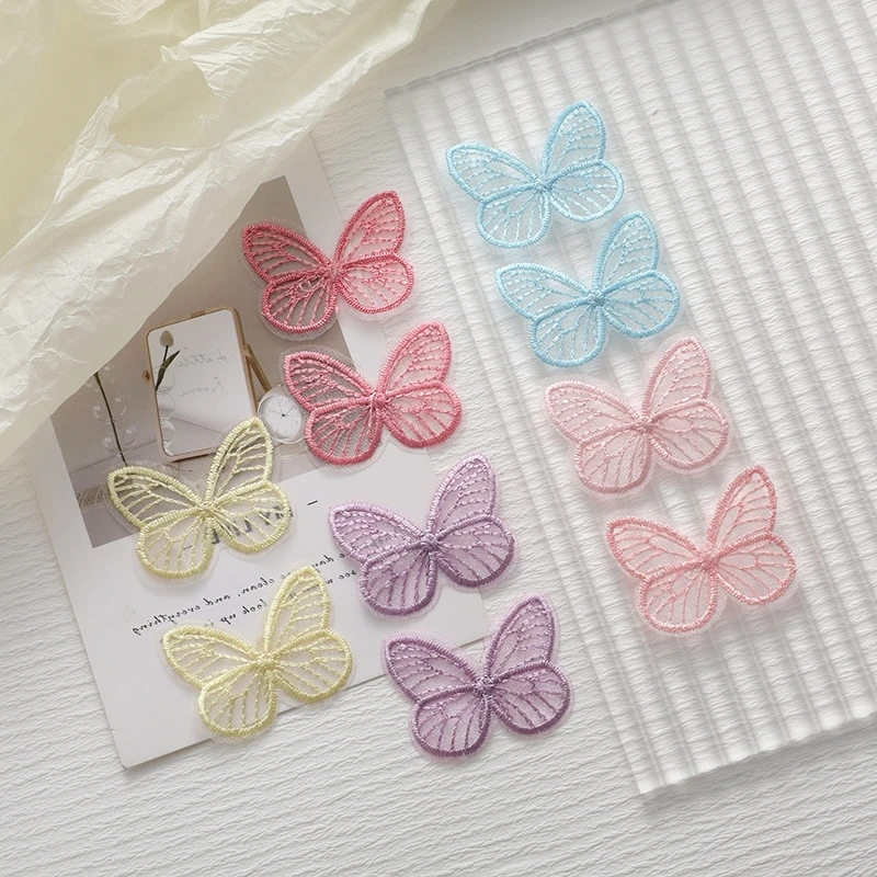 20 Stück/Lot 4,5x4cm Gestickte Schmetterlings-Aufnäher aus Stoff Bunte Netz-Applikationen für DIY-Nähprojekte Kopfbedeckungen Kleidungszubehör – Detail 5