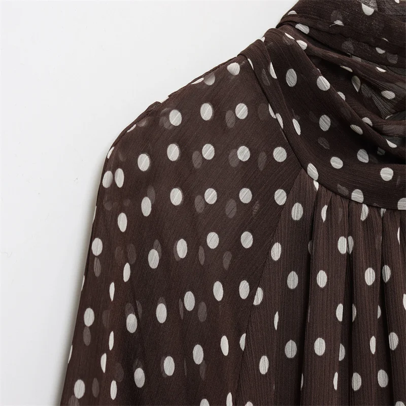 مثير شعبية القوس نقطة قميص المرأة أزياء عارضة بلوزة مخططة مع القوس بالتفصيل للمكتب والحفلات ارتداء #5