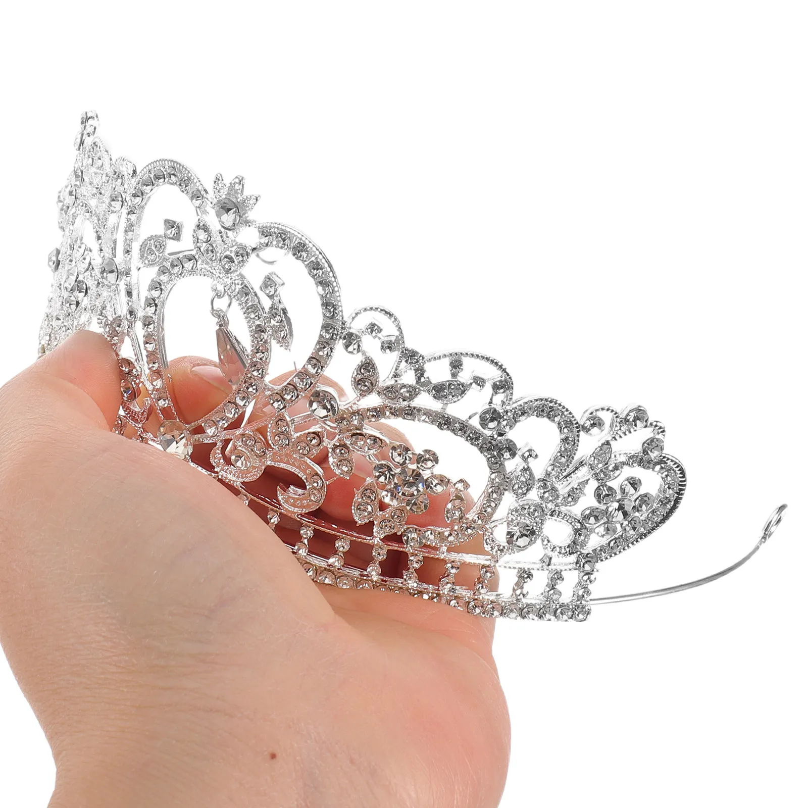 Silver Crystal Queen Crown Tiaras 5.5 Inch Lightweight Bridal Wedding Prom Headband Elegant Rhinestone Hair Accessories