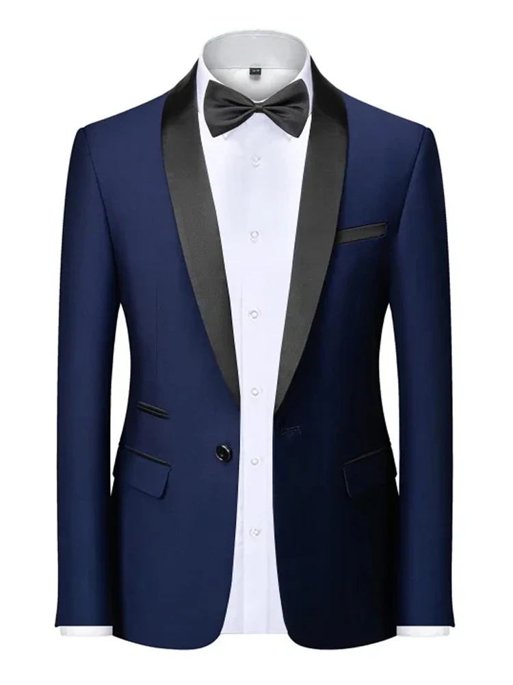 Herren-Blazer, schmale Passform, Anzugjacke, 1-Knopf-Samt, Schalkragen, Hochzeit, formelle Anzugjacke – Detail 10