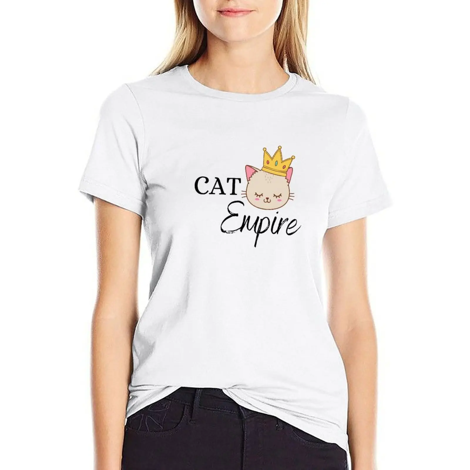 

Cat Empire - Cute Cat with A Crown T-shirt Female clothing vintage clothes plus size tops new edition t shirts for Women