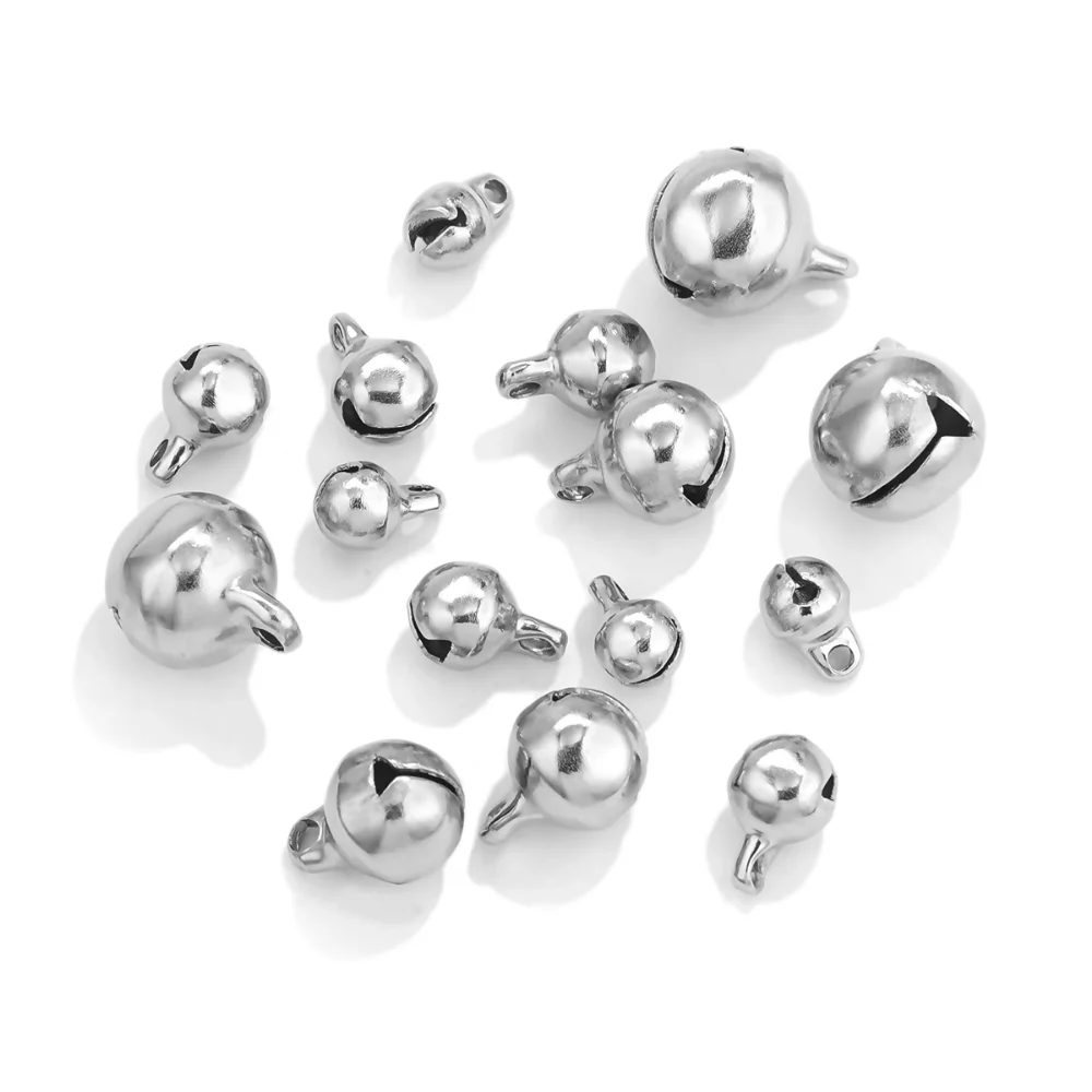 20pcs Stainless Steel Loud Bell Pendant Hanging Christmas Ornaments Decorations Party Charms DIY Jewelry Crafts Wholesale