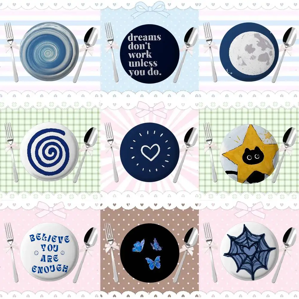 

Blue Style Star Heart Cat Self Love Enamel Pins Handmade Round Brooch L Killer Yagami Light Cosplay Badge Backpacks Jewelry Gift