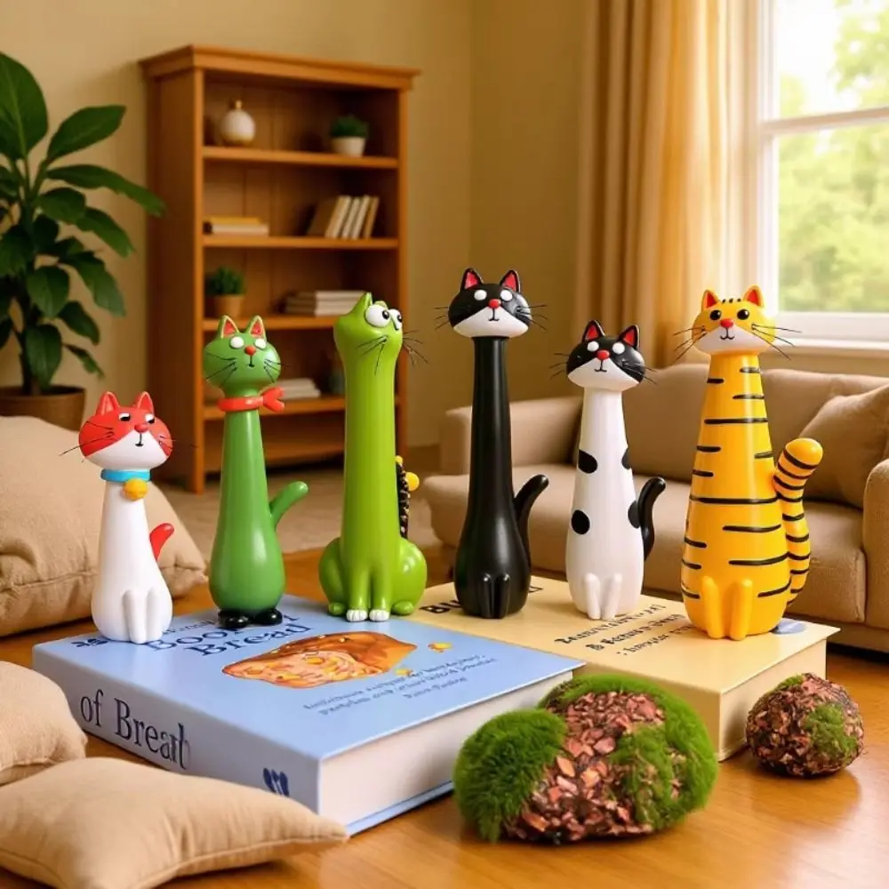Funny Cat-shaped Vases Ornament Cute Cartoon Style Synthetic Resins Kitty Planter Desk Decor Handcrafted Quirky Cat Vase