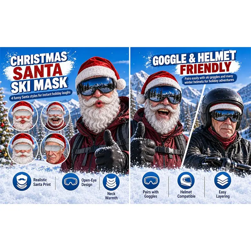 3D Funny Old Man Ski Mask Christmas Realistic Face Balaclava Full Face Face Masks With Neck Coverage for Skiing Snowboarding view 4