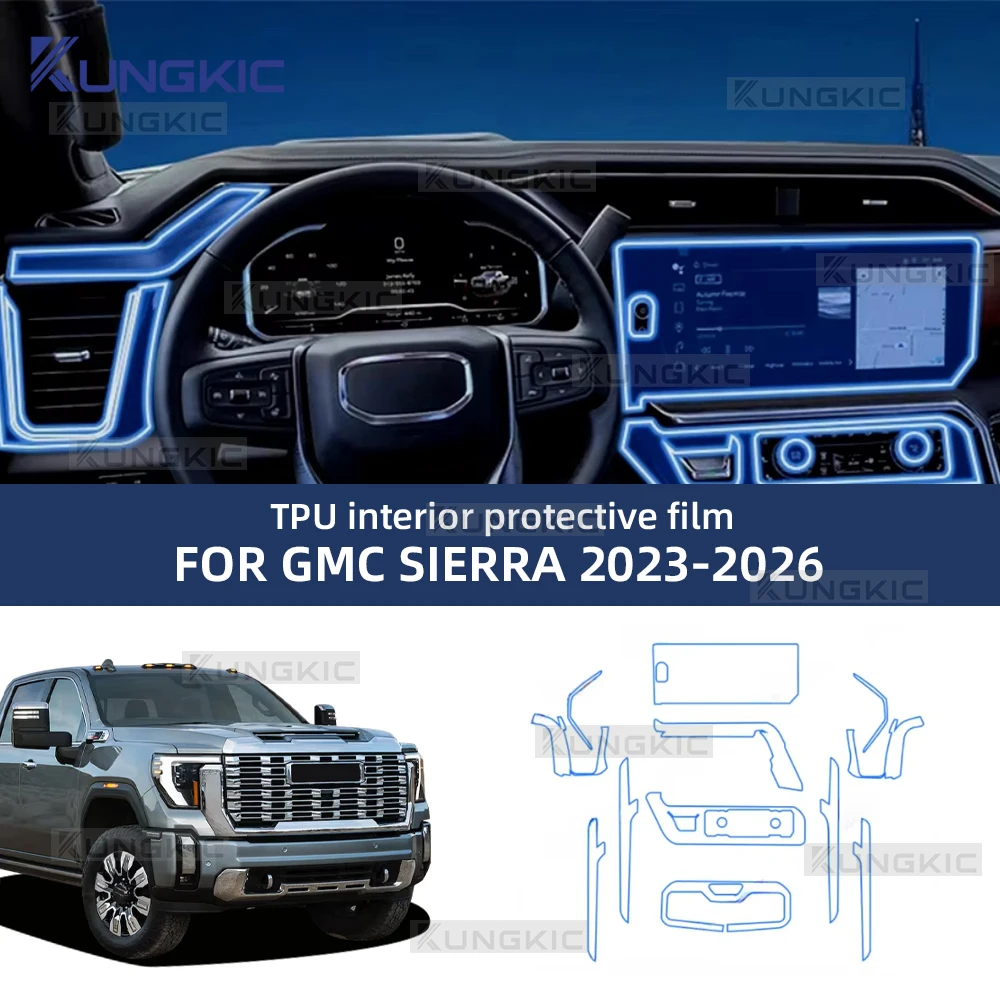 

Для GMC Sierra 2026 2025 2024 2023, автомобильная внутренняя защитная пленка из ТПУ, против царапин, центральный экран управления, панель переменного тока, прозрачная