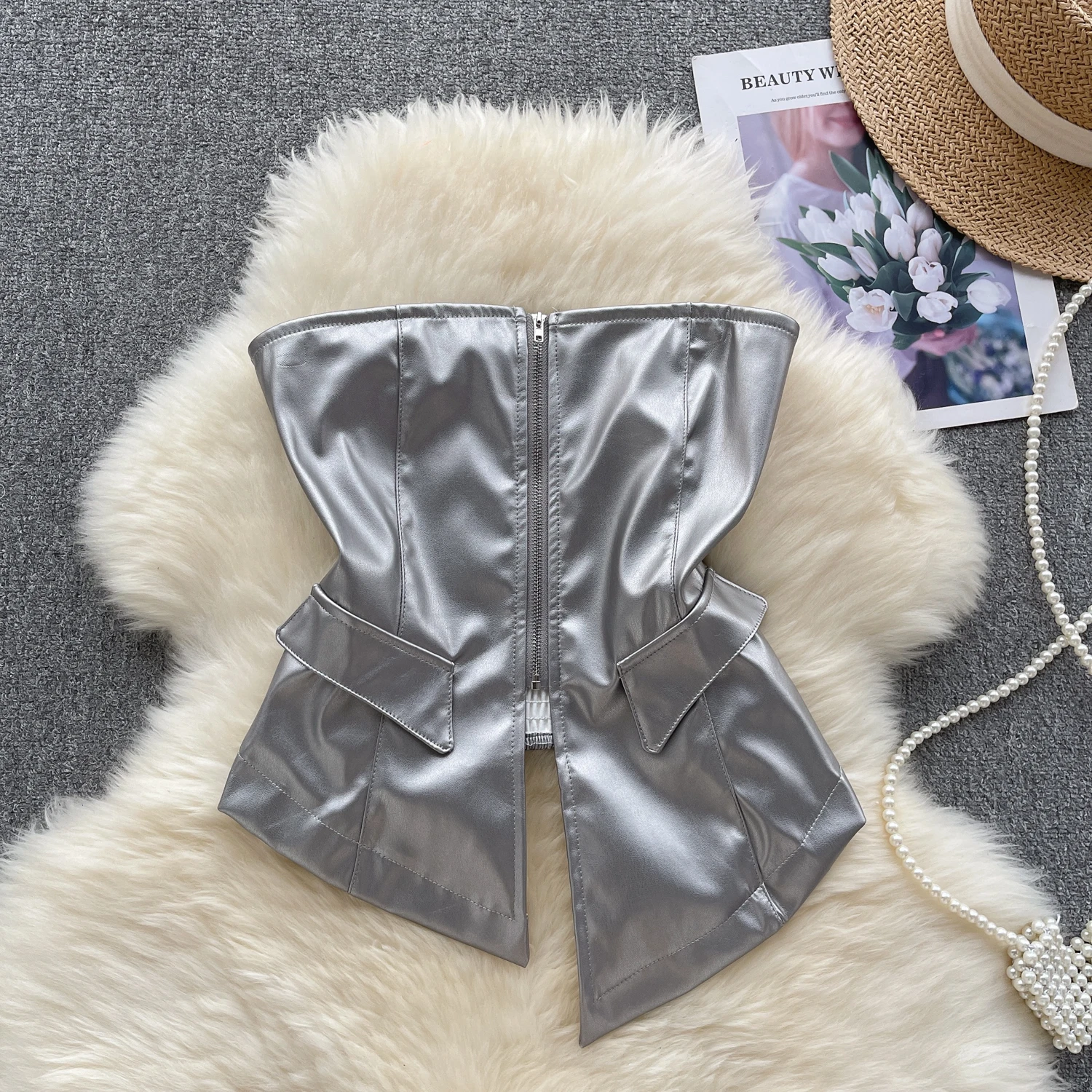 المرأة مثير قبالة الكتف بولي Tube أنبوب علوي ، حمالة المحاصيل الأعلى ، والأزياء الكورية ، بلا أكمام كاميس ، الخريف تانك توب