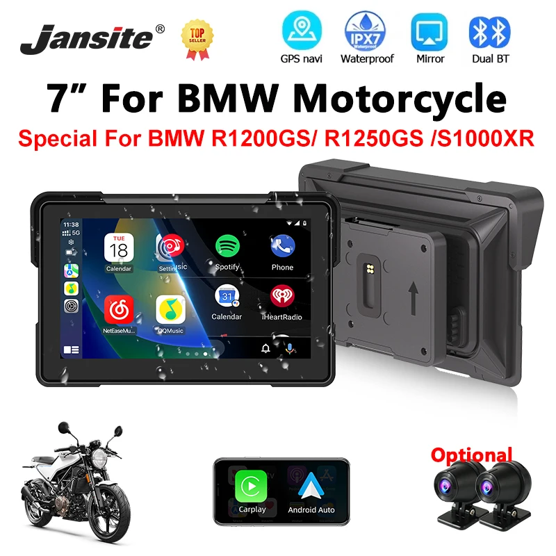 

7-дюймовый GPS-навигатор для мотоциклов BMW R1200GS ADV/R1250GS ADV/S1000XR, беспроводной Carplay, Android Auto, Bluetooth, IPX7, водонепроницаемый