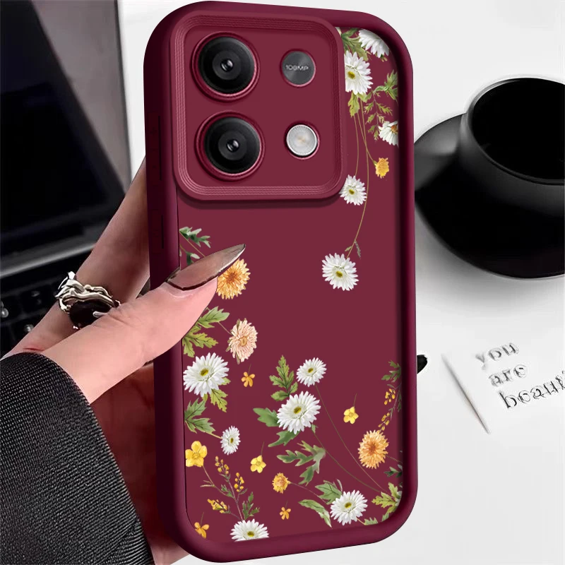 Luxury Daisies Flower Case For Xiaomi Poco F6 X6 X5 13T 14T Pro Funda Redmi Note 13 14 12 11 Pro 5G Shockproof Silicone Cover