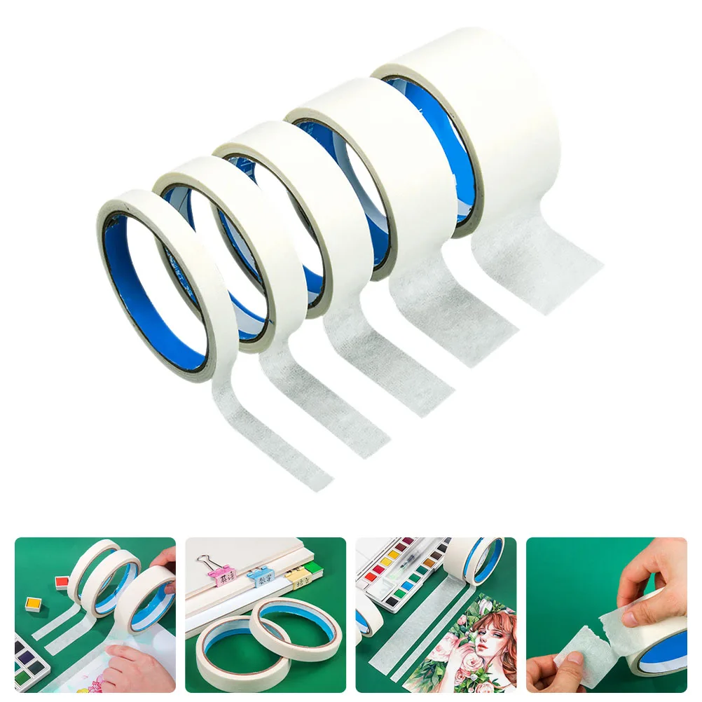 

5pcs 5 Rolls Paper Tapes Portable Painting Masking Tapes Easy Peel Durable Art Supplies For Diy Home Decor Crafts Projects