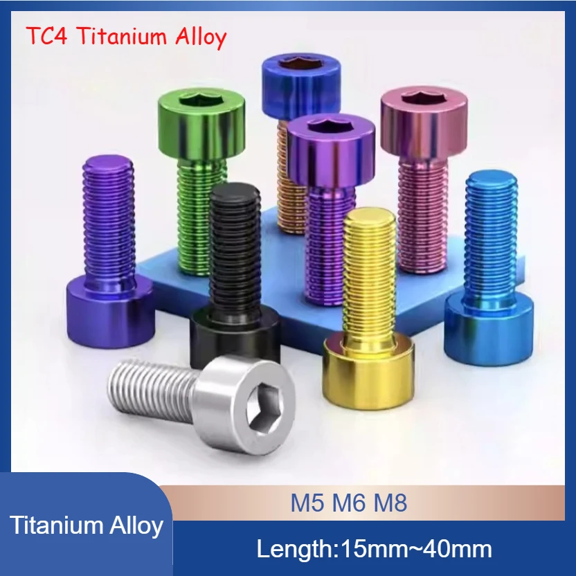 TC4 Titanium Alloy Hex Socket Screws, Lightweight Color Anodized Bolts for Drones & RC Models M5 M6 M8
