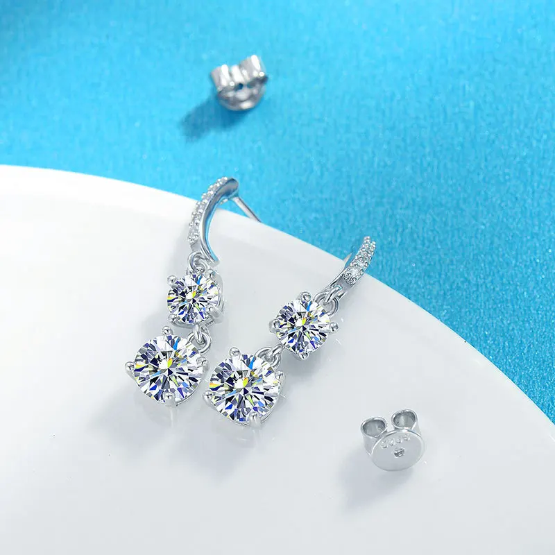 JH 3CT 925 فضة مويسانيتي أقراط للنساء أقراط لامعة D VVS1 غرامة مجوهرات مختبر الماس