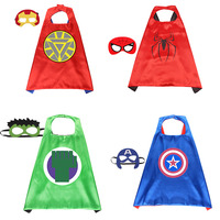 Marvel Superhero Iron Man Capes Set for Boys Double Side Spiderman Cloak Mask Kids Halloween Cosplay Costume Birthday Gifts