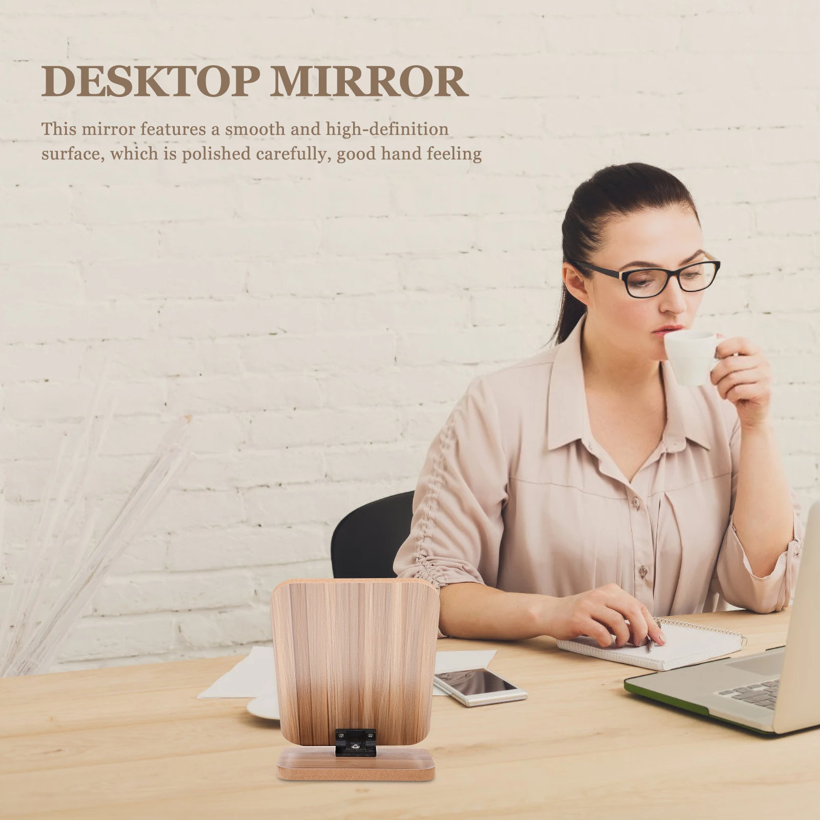 Wooden Vanity Mirror Vintage Dorm Tabletop Portable Desktop Makeup Smooth Surface Polished Good Feeling