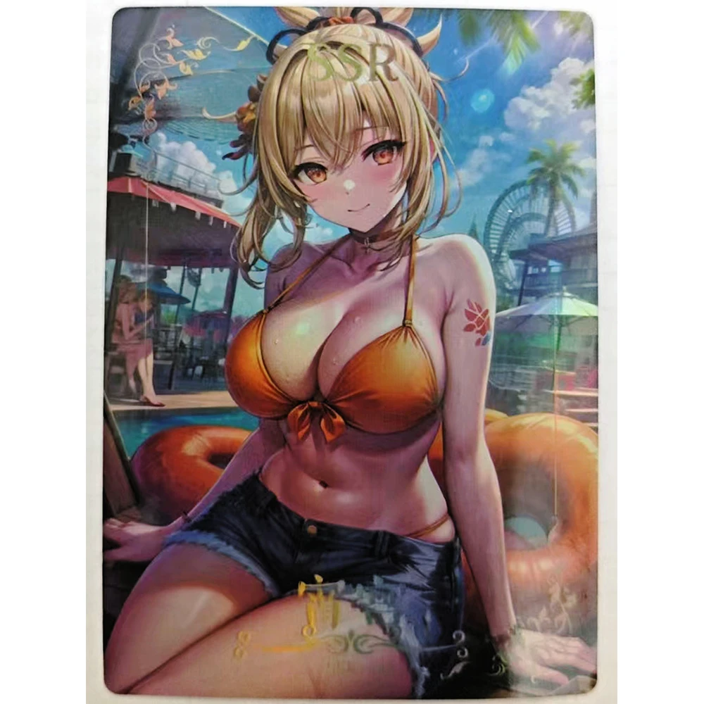 여신 이야기 SSR Eula Yoimiya Tingyun Shinhak Nilou Ryuhoru Linette Raiden Shogun Collectible 카드 레인보우 호일 휴일 선물