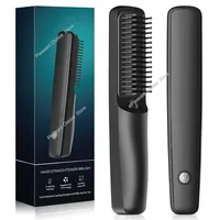 Negative Ion Men Beard Straightener Brush Wireless Hair Straightener Brush USB Charge Hair Straightening Comb Hair Style Tools