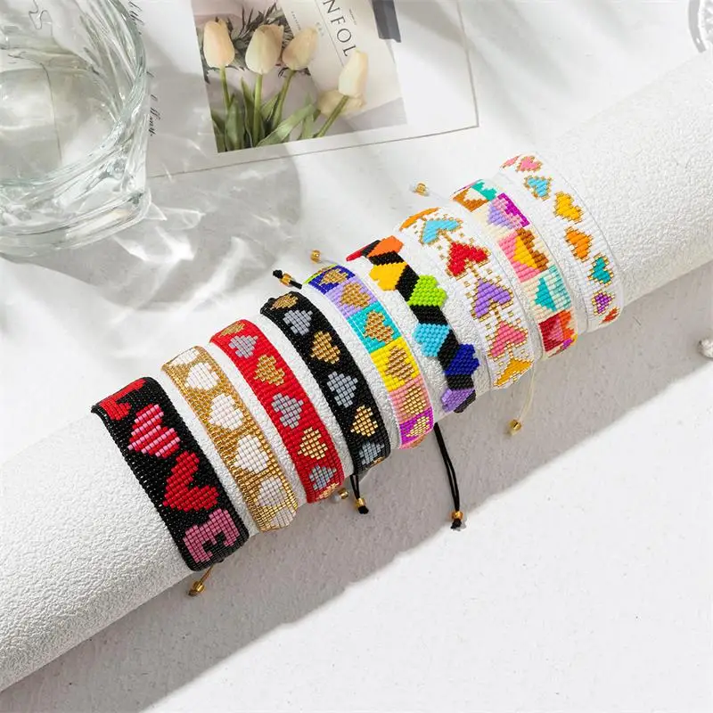 ZHONGVI Exquisite Miyuki Bead Bracelet Woven Adjustable For Women Jewelry Heart Ladies Accessory Birthday Gifts Party Wholesale