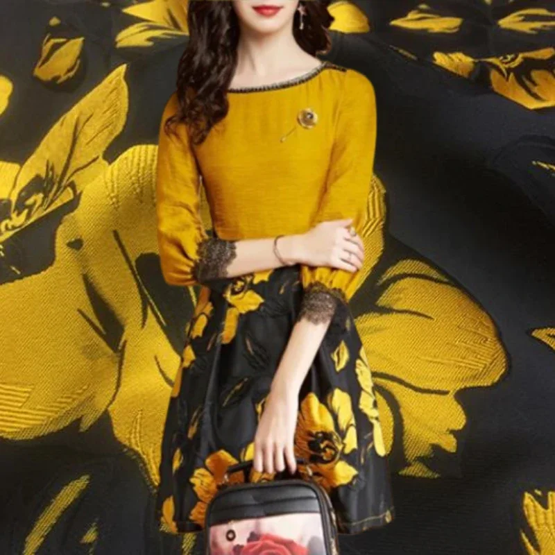 

Трехмерный тисненый цветочный узор, жаккардовая ткань, драпированный материал, осенне-зимнее платье, костюм, пальто, ткань на метр