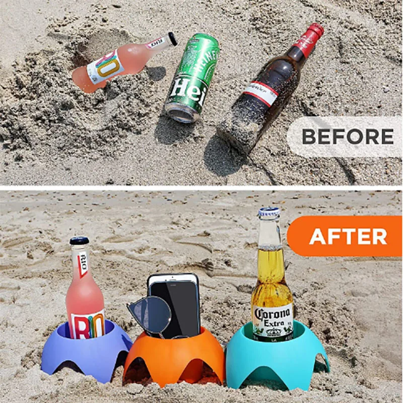 1PC Outdoor Camping  Storage Rack Beach Standing Cup Beach Cup Holders For beer Drinks Phone