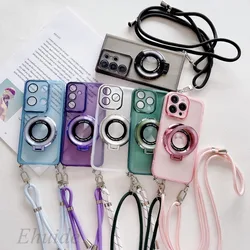 Crossbody Strap Lanyard Case For Xiaomi 17T 15T POCO X7 X6 Redmi Note 15 Pro Plus 14 15C 15A A5 Magnetic Wireless Charging Cover