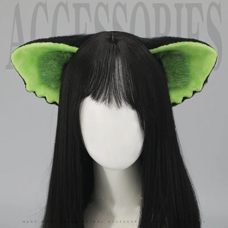 

Cosplay Cat Faux Fur Ears Headband Black Green Fluffy Plush Wolf Hair Hoop Anime Dress Party Cosplay Costume Hair Accessories