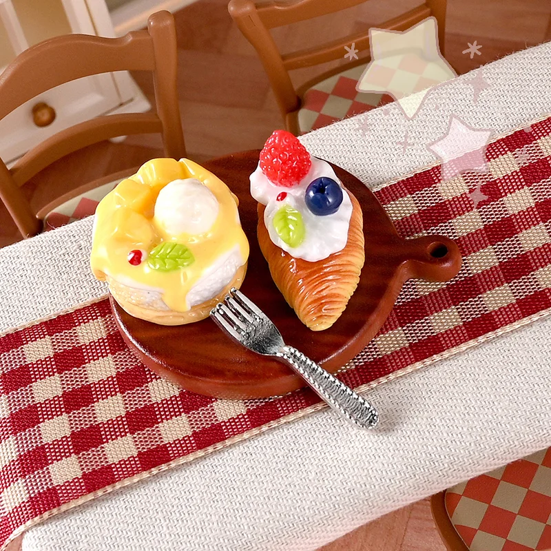 [TJ] Juego de 2 uds. De Mini pastel para casa de muñecas, modelo de postre para Mini decoración de cocina, accesorios para casa de muñecas, juguetes para juego de imitación