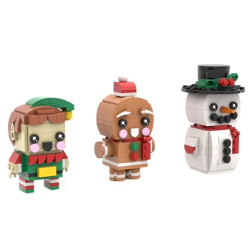 MOC-131738 Elf Snowman Christmas Day atmosphere splicing square head figurines children's toys