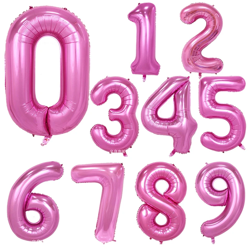 Number Foil Balloon 32inch Rose Gold Silver Blue Discolor Digital Birthday Party Decoration Baby Shower Supplies