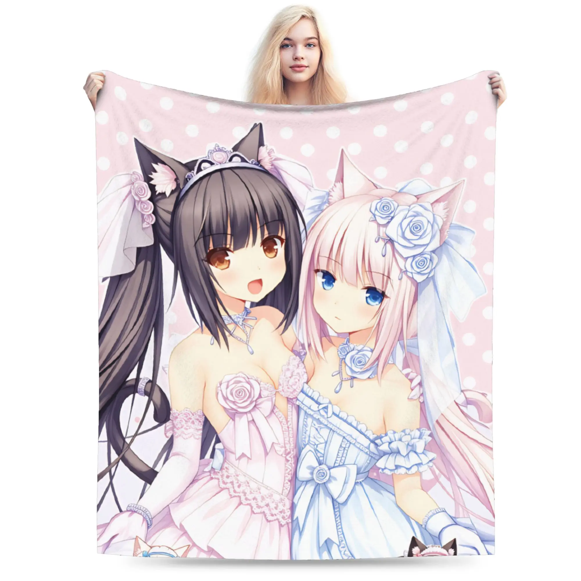 Soft Blanket Students Picnic Nekopara  Bedding Throws  Flannel Bedspread For Bedroom Novelty Sofa Bed Cover