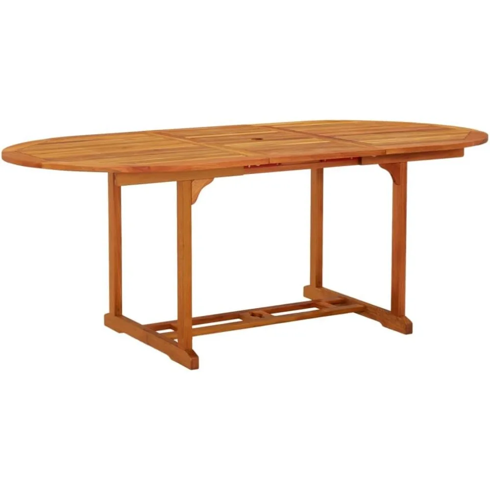 

Expandable Outdoor Patio Table, 78.7" x 39.4" x 29.5", Durable Eucalyptus Wood, Garden Furniture with Umbrella Hole and Extensio