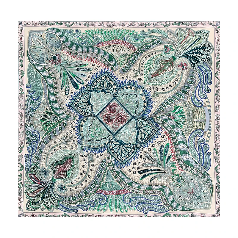 그린 가든 뉴 스타일 하이엔드 실크 트윌 스카프 여성용 90 대형 봄 가을 얇은 다용도 뽕나무 실크 스카프