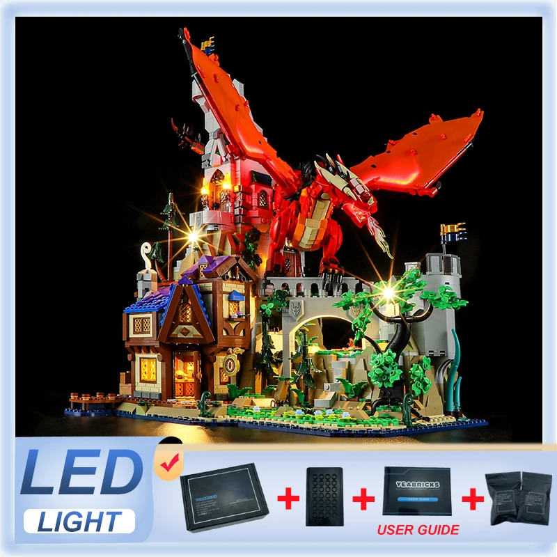 Kit luce LED fai da te per LEGO 21348 Dungeons & Dragons: Red Dragon Tale (solo luce a LED, senza modello di blocchi)