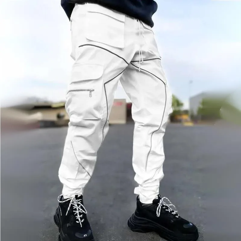 HKSH Lente Nieuwe Mannen Dark Casual Safari Stijl Trendy Losse Rechte Overalls Multi Zakken Reflecterende Sport Potlood Broek HK0419