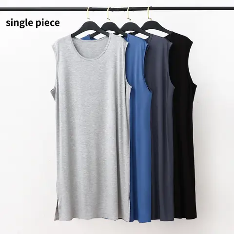 Men's Sleepwear Vest Long Dress Comfortable Home Clothes Bathrobe Sexy Nightwear Spring Summer Autumn Winter Youth Pajamas ﻿