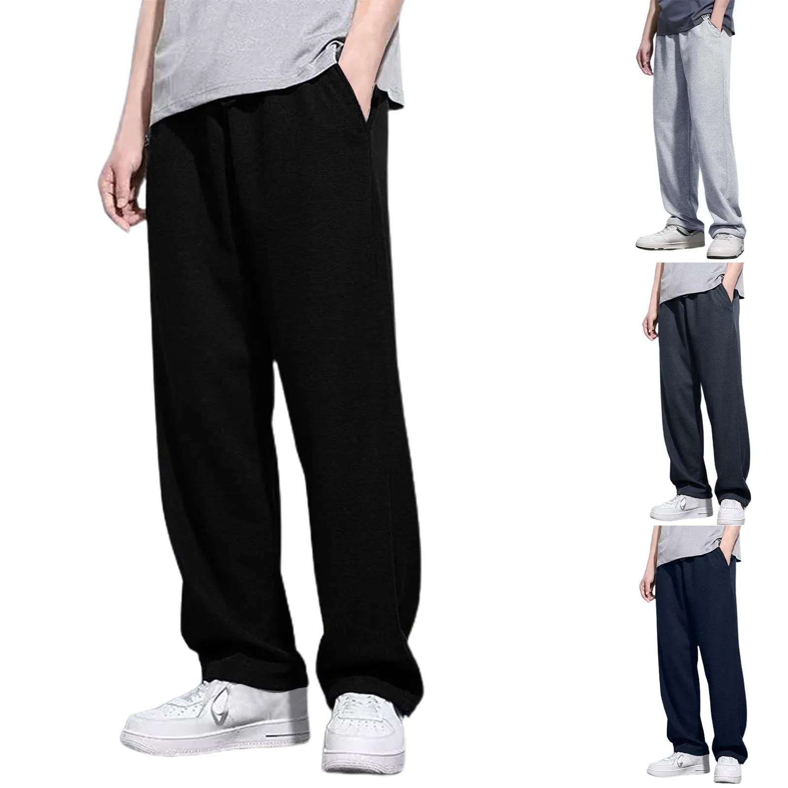 

Men's Pants Pocket Mesh Loose Suitable For Casual Straight Bottom Drawstring Jogging Pants Running Exercise Training Basketball